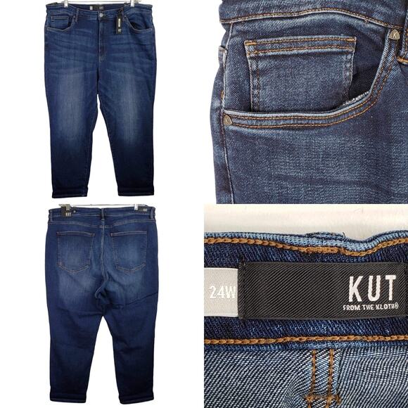 Kut from the Kloth Jeans Rachel Mom Women’s Plus Size 24W Dark Wash Hi-Rise - Picture 1 of 14